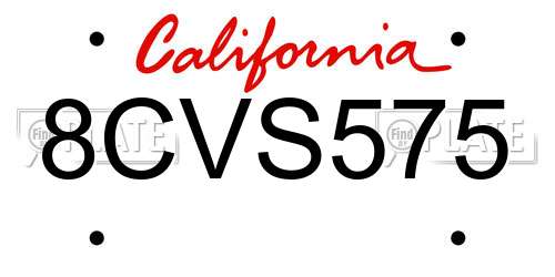 8CVS575 California License Plate