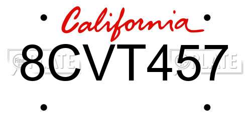 8CVT457 California License Plate