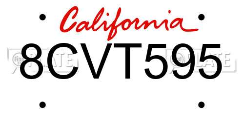 8CVT595 California License Plate
