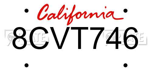 8CVT746 California License Plate