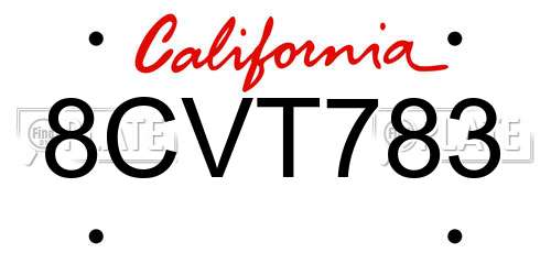 8CVT783 California License Plate