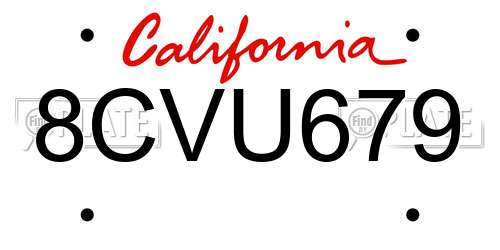 8CVU679 California License Plate