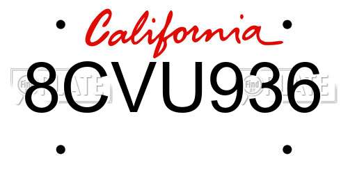 8CVU936 California License Plate