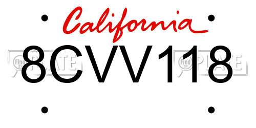 8CVV118 California License Plate