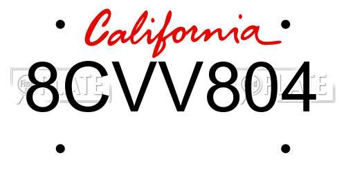 8CVV804 California License Plate