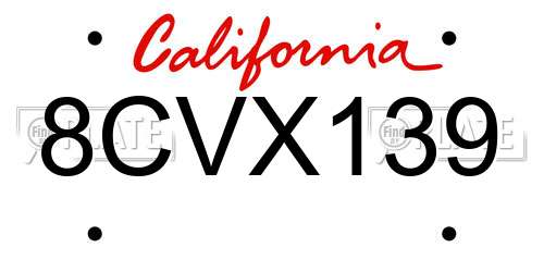 8CVX139 California License Plate