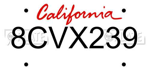 8CVX239 California License Plate