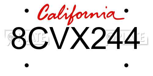 8CVX244 California License Plate