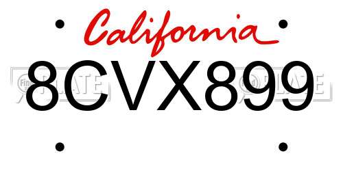 8CVX899 California License Plate