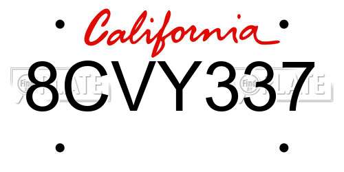 8CVY337 California License Plate