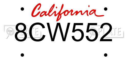 8CW552 California License Plate