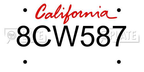 8CW587 California License Plate