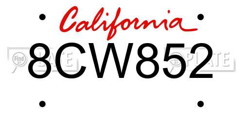 8CW852 California License Plate