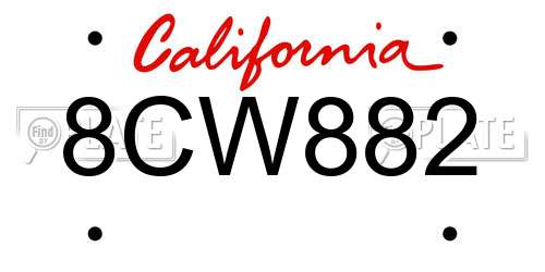 8CW882 California License Plate