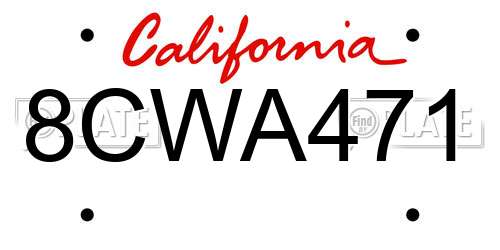 8CWA471 California License Plate