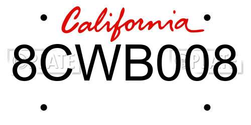 8CWB008 California License Plate