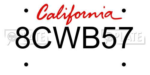 8CWB57 California License Plate