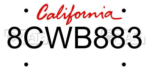 8CWB883 California License Plate