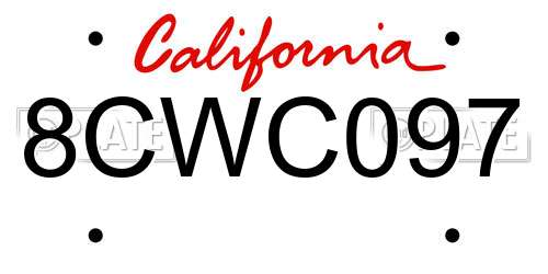 8CWC097 California License Plate