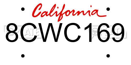 8CWC169 California License Plate