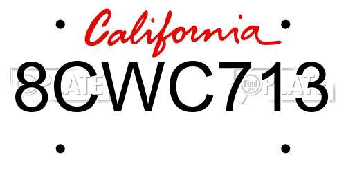 8CWC713 California License Plate
