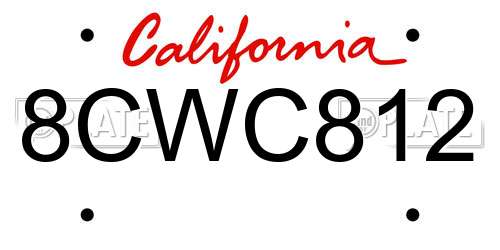 8CWC812 California License Plate