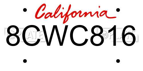 8CWC816 California License Plate