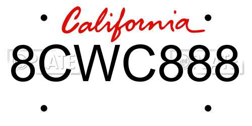 8CWC888 California License Plate