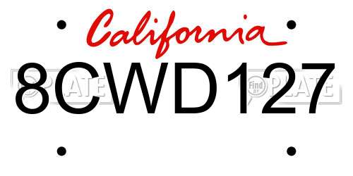 8CWD127 California License Plate
