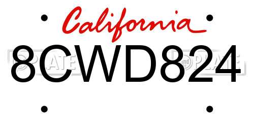 8CWD824 California License Plate