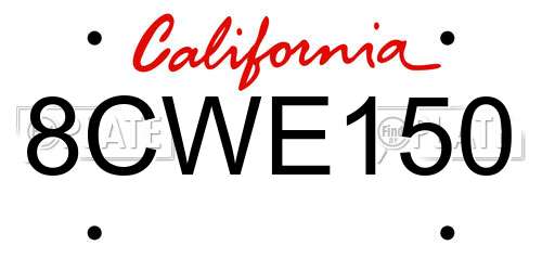8CWE150 California License Plate