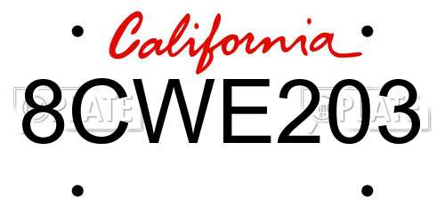 8CWE203 California License Plate