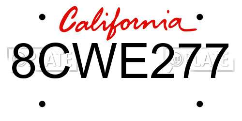 8CWE277 California License Plate
