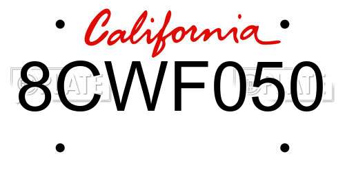 8CWF050 California License Plate