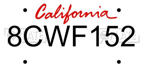 8CWF152 California License Plate