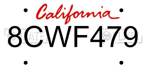8CWF479 California License Plate