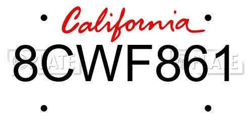 8CWF861 California License Plate