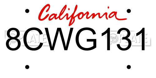 8CWG131 California License Plate