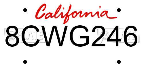 8CWG246 California License Plate