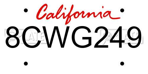 8CWG249 California License Plate