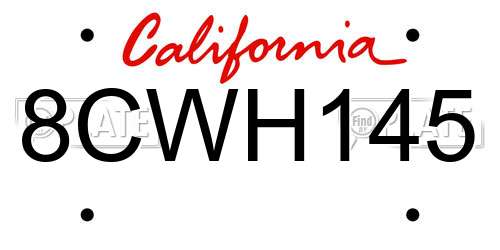 8CWH145 California License Plate