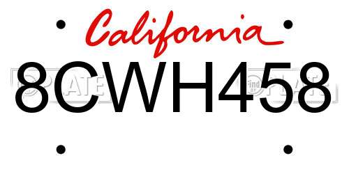 8CWH458 California License Plate