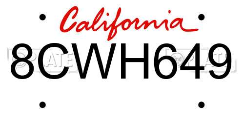 8CWH649 California License Plate