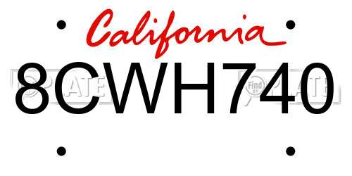 8CWH740 California License Plate