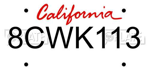 8CWK113 California License Plate