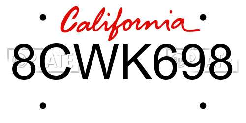 8CWK698 California License Plate