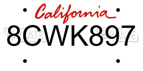 8CWK897 California License Plate