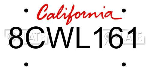 8CWL161 California License Plate