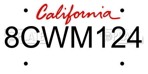 8CWM124 California License Plate