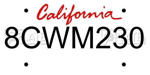 8CWM230 California License Plate